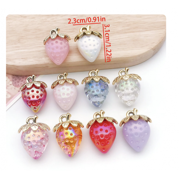 10pcs/pack mixed (one per color) resin strawberry TB--1053595410825-SN1678