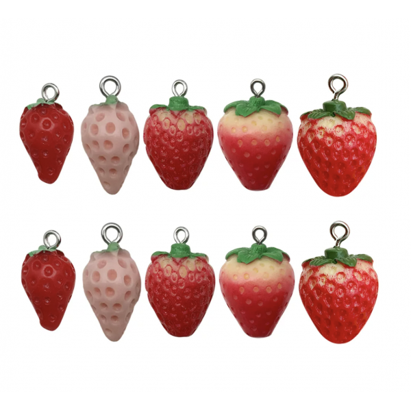 10pcs/pack mixed (two per color) resin 3D strawberry TB--1053595410825-SN1342