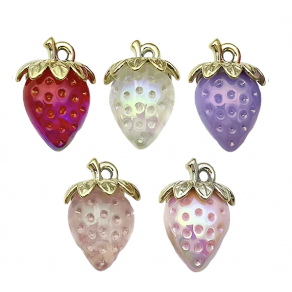 5pcs/pack mixed (one per color) resin 3D strawberry TB--1053595410825-SN1093