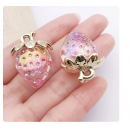 2pcs/pack  31x23mm resin strawberry clear pink TB--1053595410825-21814
