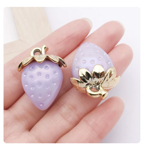 2pcs/pack  31x23mm resin strawberry solid purple TB--1053595410825-21815