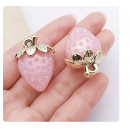 2pcs/pack  31x23mm resin strawberry jelly pink  TB--1053595410825-23376