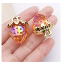 2pcs/pack  31x23mm resin strawberry clear orange TB--1053595410825-27339