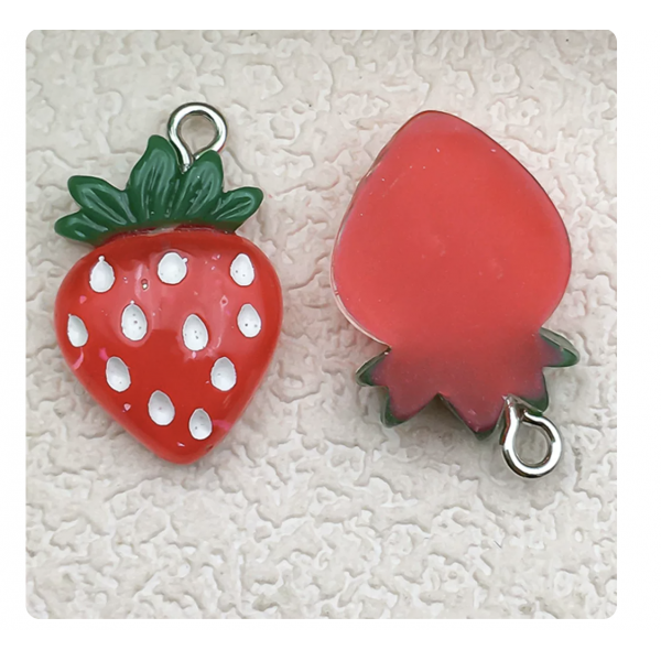 4pcs/pack 14x22mm resin 3D strawberry   TB--1053595410825--17060