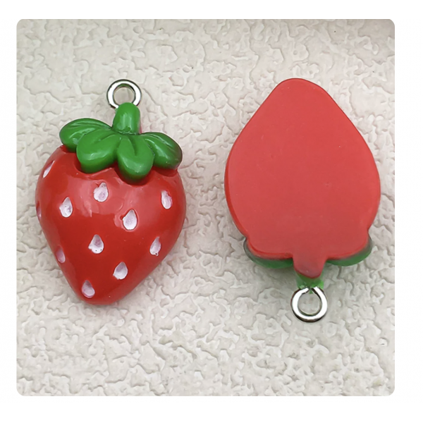 4pcs/pack 16x25mm resin 3D strawberry   TB--1053595410825--17064