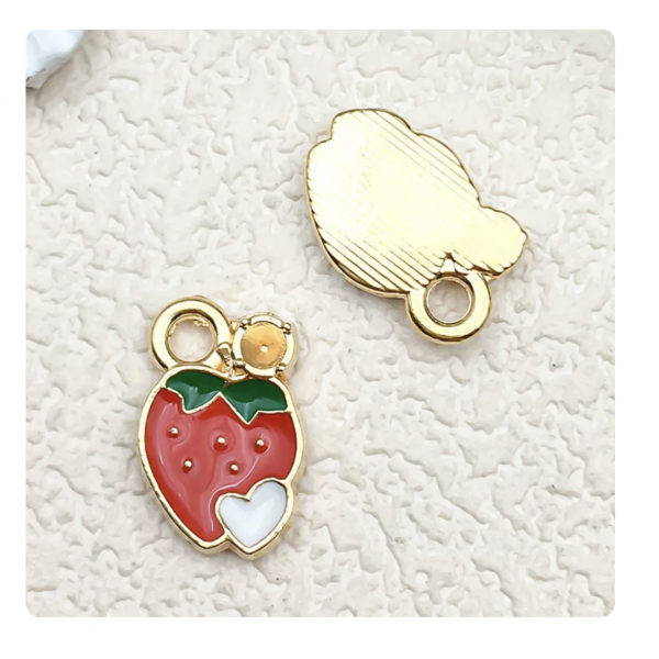 2pcs/pack 10x15mm smalll heart and strawberry   TB--1053595410825--10846
